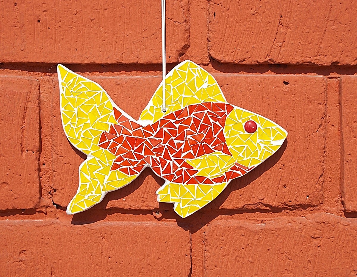 Fish mosaic decor The Goldfish Home decor Mosaic fish Fish