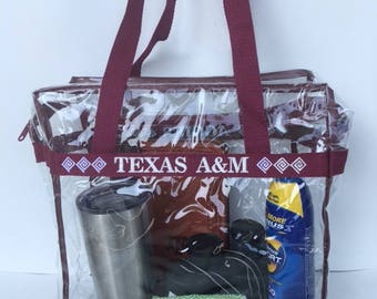 Texas A&M Clear Stadium Bag Embroidered with SouthWestern Pattern