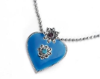Blue Enamel Heart Pendant Necklace NK4029j