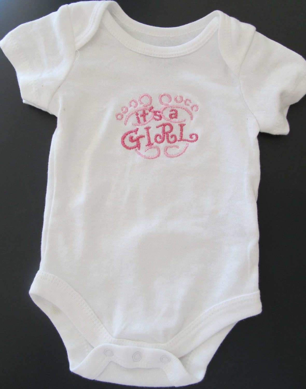 Its A Girl Embroidered Onesie Keepsake Personalized