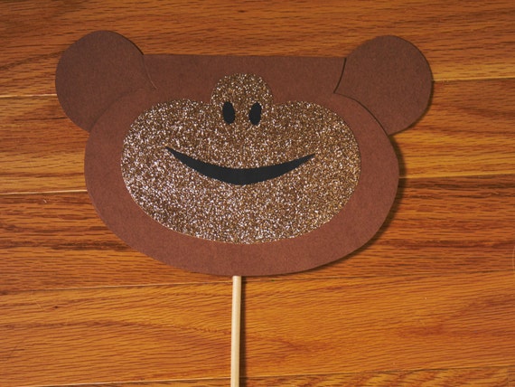 Monkey Photo Booth Prop / Glitter Photo Prop / Safari Photo