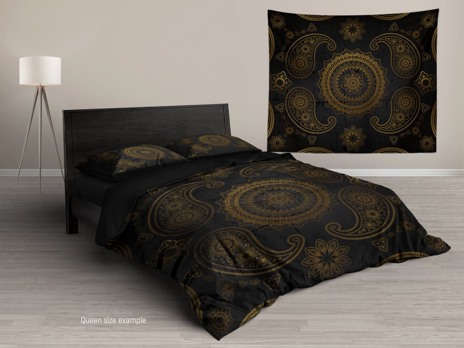 Floral Duvet Cover Royal Mandala Bedding Bohemian Duvet Cover Set Ethno Floral Hand Drawn