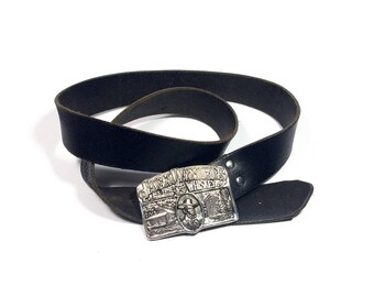 Genuine leather belt, Jack Daniel's buckle Vintage leather belt, Male belt