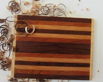 Wood Bread Board, Hardwood Cutting Board, Handcrafted Wood, Cherry Cutting Board, Striped Cutting Board Handmade, Wedding Gift, Wood Gifts