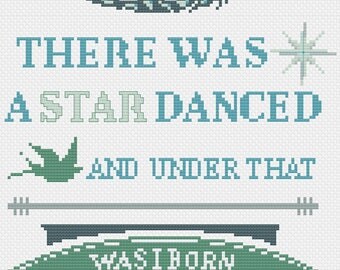 There was a Star Danced - Much Ado About Nothing - Shakespeare - Beatrice - Cross Stitch PDF Pattern