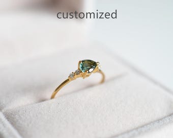 Green Tourmaine Ring 18k Gold Tourmaline Ring Tourmaline Wedding Ring Mint Tourmaline Ring Blue Tourmaline Ring 14K Green Tourmaline Ring