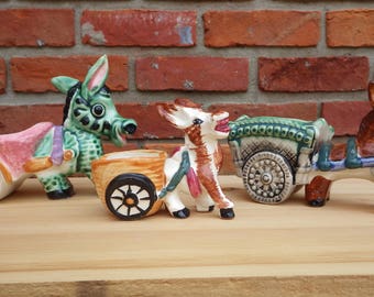 Vintage Donkey Cart Planters