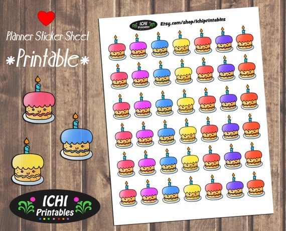birthday cake printable planner stickers birthday planner