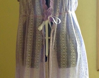 Lavender and White Babydoll Negligee - (43 - 46 inch bust)