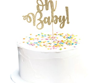 Glitter Oh Baby! Cake Topper Calligraphy Cursive Script Baby Shower Cake Topper Glitter Baby Shower Decoration Baby Girl Boy