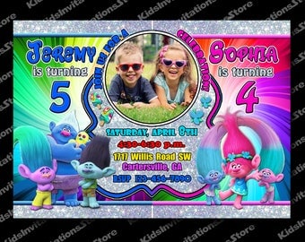 Trolls invitation | Etsy