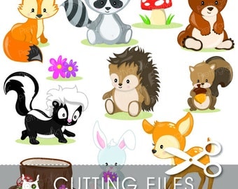Woodland animals cutting files, svg, dxf, pdf, eps included - fox cutting files for cricut and cameo - Cutting Files SVG - CT807