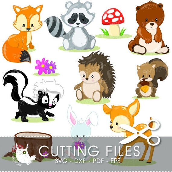 Woodland animals cutting files svg dxf pdf eps included