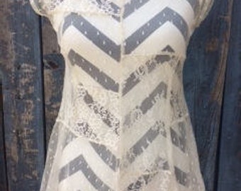 Vintage Lace Top, Lace Blouse, Lace Shirt, Vintage Blouse, Ivory Lace Top, Ladies Short Sleeve Blouse, Vintage Lace Shirt, Blouse, Shirt,Top