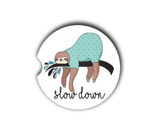 Car Coaster, Personalized Car Coaster, Cup Holder, Sloth Car Coaster, Auto Coaster, Auto Coasters, Sandstone Car Coaster, Coaster For Car