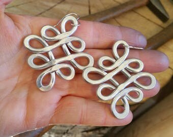 Big Celtic Knot Earrings, Aluminum Looping Crossed Knots, Large Unique Big Earrings, Celtic Jewelry, Dangle, Women, Boho, Statement Jewelry