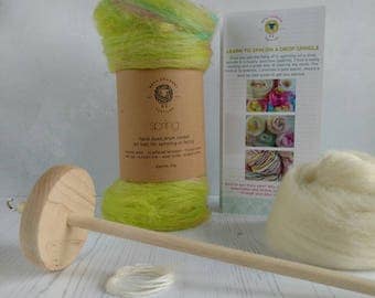 Learn to Spin Your own Art Yarn - Spinning Kit - Drop Spindle Kit - Learn to Spin Kit - Spinning Batt - Drop Spindle - Spinning Instructions