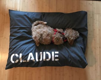 Dog Bed Cover, Designer Linen-Look Dog Bed Duvet Cover, Pet Bed Cover, Dog Bed Replacement Cover, Personalization Extra