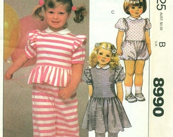 McCall's 8990 ROMPER DRESS  Peplum Top Bloomer Pants Size Choice ©1984