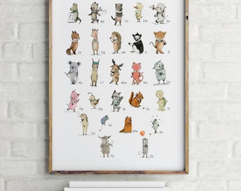 Alphabet - PRINT - Nursery art - Nursery decor - Kids room decor - Children's art - Children's wall art - kids wall art