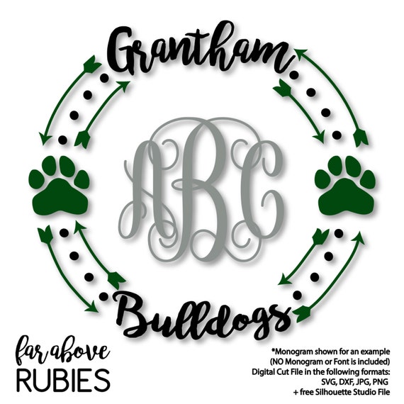 Download Grantham Bulldogs Paw Print Monogram Wreath (monogram NOT ...