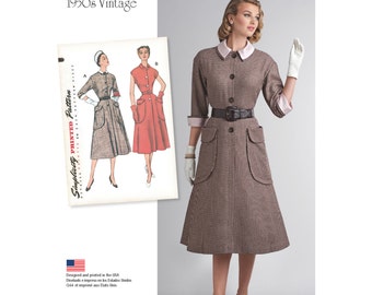 Retro 1950s Dress Sewing Pattern - Simplicity 8251- One-Piece Dress with Huge Pockets - US Sizes 6 -8 -10 -12 -14 or 16 -18 -20 -22 -24