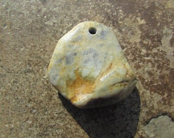 LARGE Natural BEACH STONE Pendant Top Drilled Lake Stone