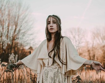 The Gown || Organic Wedding Dress, bohemian bride, free spirit, wanderlust bride, natural bride, organic wedding, gold || by Simka Sol®