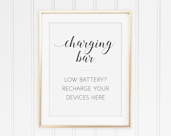 Charging Station Sign, Printable Charging Bar Sign, Power Bar Sign, Wedding Charging, Recharging Station, Cell Phone Charging, Alejandra