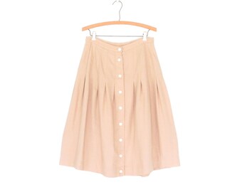Vintage Linen Skirt * 80s Pleated Skirt * Sandy Jane Skirt * Large