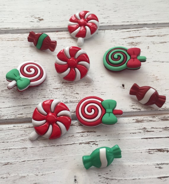 Christmas Candy Buttons Novelty Button Package by Buttons