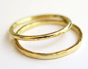 14k Gold Wedding Band Ring, Bridal Delicate Ring, Stacking Ring, Hammered Ring, Smooth Ring, Minimalist Ring, Gold Jewelry, VenexiaJewelry