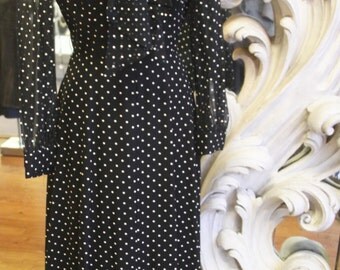 Vintage 1970s Polka Dot Maxi Dress