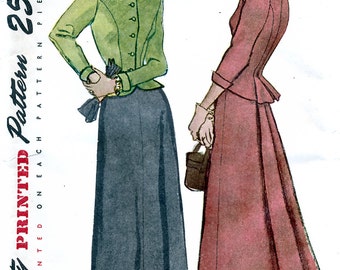 Simplicity 2605 Vintage 50s Sewing Pattern for Misses' Two-Piece Suit-Dress - Uncut - Size 14 - Bust 32