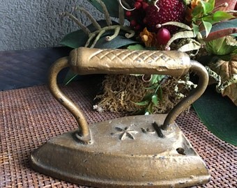 Antique Cast Iron Doorstop Gold Metal Door Stop - #F5016