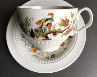 Royal Cauldon Paradise Cup & Saucer Vintage Bristol Ironstone England Birds In Tree - #E2022