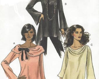 OOP Vogue Sewing Pattern V8116 Womens Pullover Tunics or Tops Neckline & Hem Variations Size 8 10 12 14 Bust 31 32 34 36 UnCut Very Easy