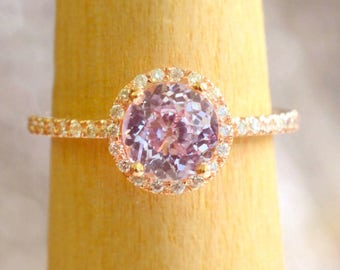 peach sapphire engagement ring, gift for her, anniversary gift - Joan 2263