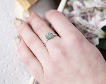 Raw Emerald Ring, Green Emerald, May Birthday Gift, May Birthstone, Solitaire Ring, Raw Gemstone Jewelry, Raw, Rough Natural, Rustic, Dainty