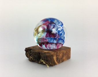 Glass Marble and Wood Stand by Jonathan Winfisky - Paperweight