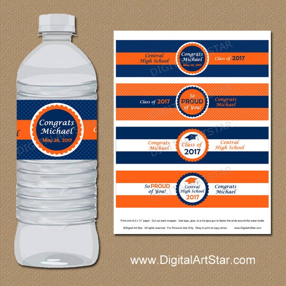 Personalized Graduation Water Bottle Labels College