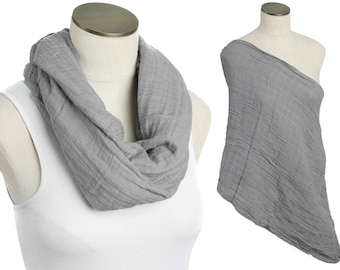 SALE! Slate Gray 100% Cotton Muslin Gauze Hold Me Close Nursing Scarf - Nursing Cover - Infinity Nursing Scarf - Nursing Poncho