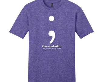 Semicolon Grammar Shirt Punctuation Shirt English Teacher Men's Shirt Gifts for Teachers Nerdy Gifts Unique Men's Shirts Typography Tshirt