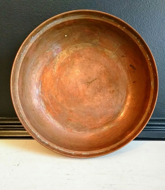 Vintage Copper Bowl / Rustic Kitchen Copper Serveware