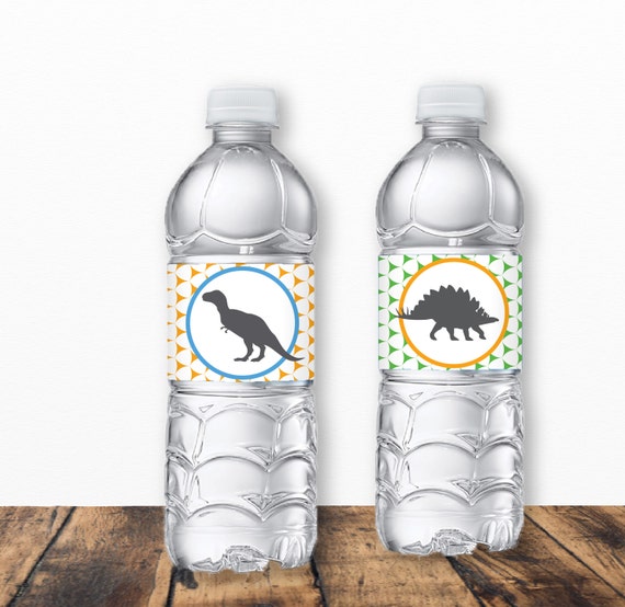 dinosaur party water bottle labels party printable dino