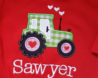 Applique Tractor Heart Valentine Design File for Embroidery Machine Monogram Applique Instant Download Valentine's Day