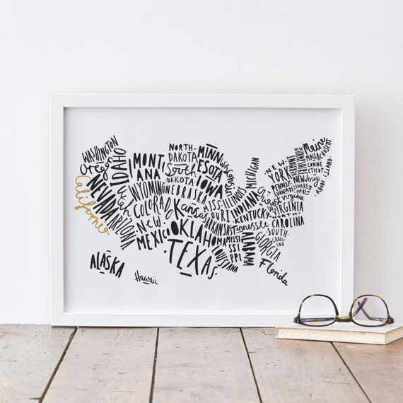 8x10 USA Map Print United States Map Typography Map   Il 570xN.1124565191 Rqeq 