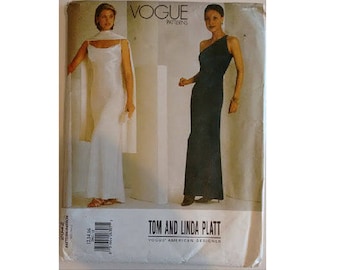 UNCUT Vogue American Designer #2042 Tom and Linda Platt Evening Bridesmaid Wedding Dress Gown Sewing Pattern 3 Sizes Bust 34"-38" UK 12-16