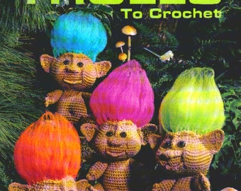 Vintage Crochet Pattern Trolls and Boy and Girl Clothes Amigurumi Soft Toy Retro 1970s Gonk Gnomes