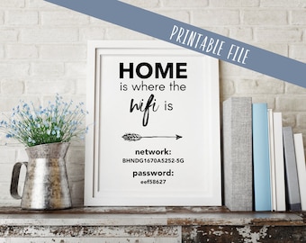 Wifi Password Printable | Home Is Where the Wifi Is | personalized | customize | 4x6 | 5x7 | 8x10 |